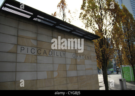 Piccadilly Gardens is a green space in Manchester city centre, England Stock Photo