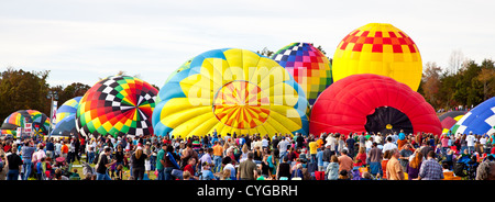 Hot air balloons fill the sky during the Carolina Balloon Festival, Statesville, North Carolina. Stock Photo