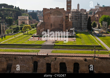 Temple of Venus and Rome near the Roman Forum viewed from the third tier of the Colosseum Stock Photo
