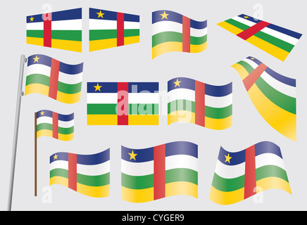 set of flags of the Central African Republic Stock Photo