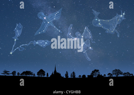 Constellations in the night sky Stock Photo