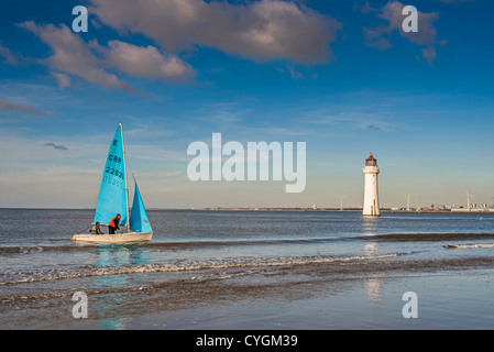 Perch Rock lighthouse at New Brighton. Stock Photo