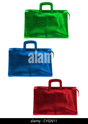 Old fashioned business brief case on white Stock Photo