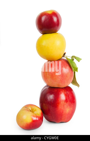 stack of four apples Stock Photo