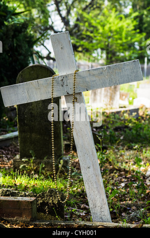 Grave Marker with Beads in Holt Cemetery 2 Stock Photo