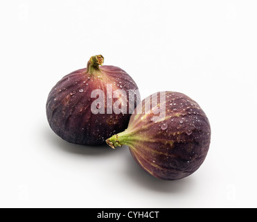 Two fresh Figs on white background Stock Photo