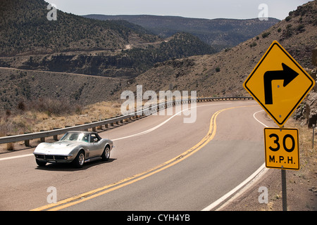 Corvette on Hwy 73 Salt River Canyon Arizona USA Stock Photo