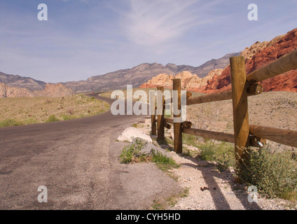 Two bicycle riders travel through Red Rock Canyon State Park, west of Las Vegas, Nevada, USA. Stock Photo