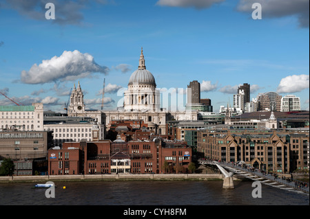 St Paul's Cathedral and River Thames view from Tate Modern Art Gallery, London, England,UK. BRIAN HARRIS © 11-2012 Stock Photo