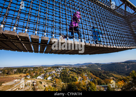 Panoramic experience bridge, 400 meter long bridge over trees and a valley to observe the nature of the region. Stock Photo