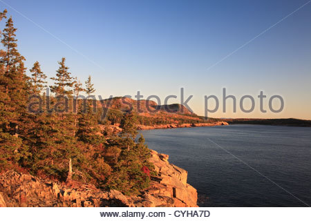 Sunrise, Otter Cliff, Acadia National Park, Maine, USA Stock Photo - Alamy