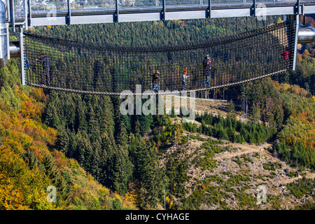 Panoramic experience bridge, 400 meter long bridge over trees and a valley to observe the nature of the region. Stock Photo