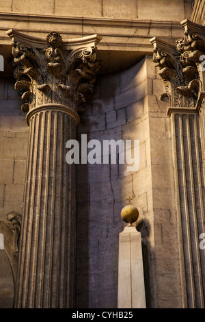 Gnomon line and obelisk marking the exact time of Easter, Saint Sulpice Church, Saint-Germain-des-Pres, Paris France Stock Photo