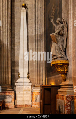 Gnomon line and obelisk marking the exact time of Easter, Saint Sulpice Church, Saint-Germain-des-Pres, Paris France Stock Photo