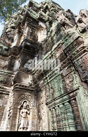 Mural Reliefs of the Temple Ta Prohm in the Angkor Temple Park, Cambodia Stock Photo