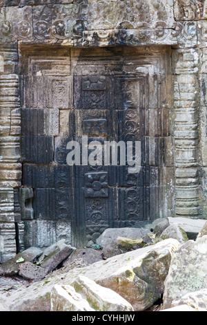 Mural Reliefs of the Temple Ta Prohm in the Angkor Temple Park, Cambodia Stock Photo