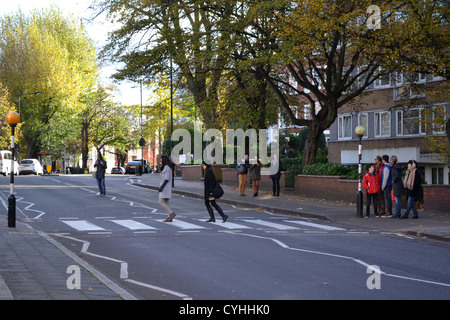 Crossing outside Abbey Road Studio, London. Made famous by The Beatles Abbey Road album.