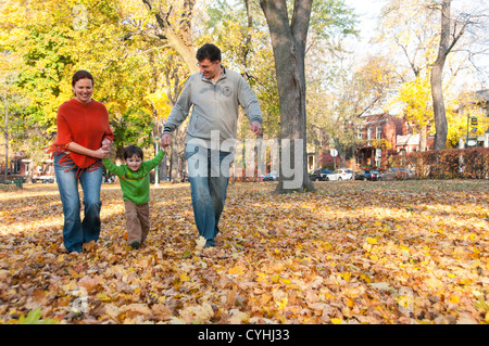 Family in the autumn Stock Photo