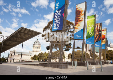 Carlton gardens and the natural history museum of Victoria in Melbourne Australia on a sunny day at exhibition center Stock Photo