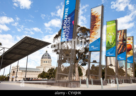 Carlton gardens and the natural history museum of Victoria in Melbourne Australia on a sunny day at exhibition center Stock Photo