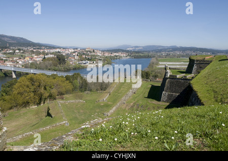 Valenca do Minho fortification in the north of Portugal. The River Minho is the border between Portugal and Spain. Stock Photo