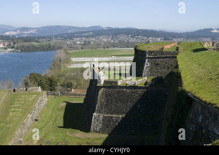 Valenca do Minho fortification in the north of Portugal. The River Minho is the border between Portugal and Spain. Stock Photo