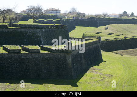 Valenca do Minho fortification in the north of Portugal. The River Minho is the border between Portugal and Spain. Stock Photo