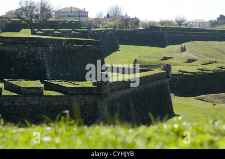 Valenca do Minho fortification in the north of Portugal. The River Minho is the border between Portugal and Spain. Stock Photo