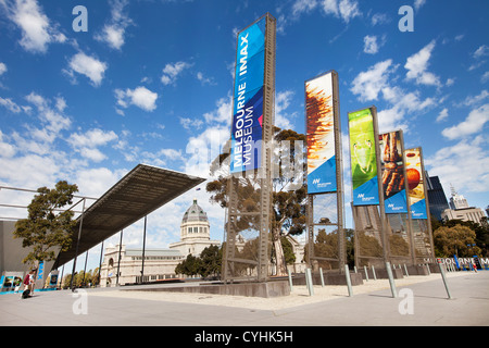 Carlton gardens and the natural history museum of Victoria in Melbourne Australia on a sunny day at exhibition center Stock Photo