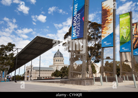 Carlton gardens and the natural history museum of Victoria in Melbourne Australia on a sunny day at exhibition center Stock Photo