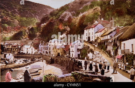 Mars Hill and harbour Lynmouth Devon England Circa 1950s UK Stock Photo
