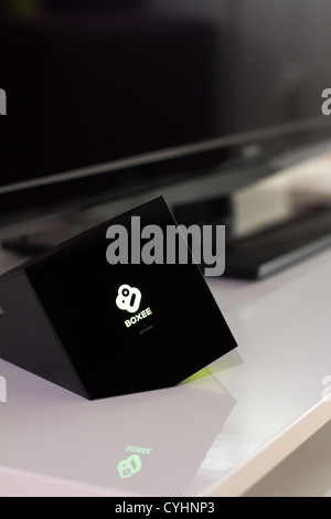 Boxee Box and tv Stock Photo