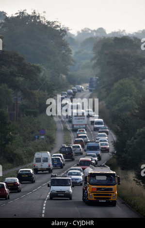 The traffic bottleneck as the A40 heading east into Oxford becomes one lane UK Stock Photo