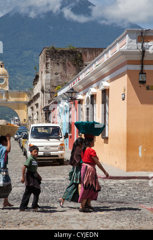 Taking a wander around the fascinating and beautiful streets of Antigua, Guatemala. Stock Photo