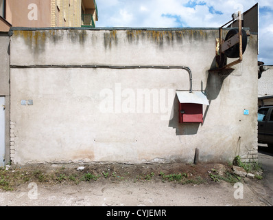 Concrete aged garage wall background. Stock Photo