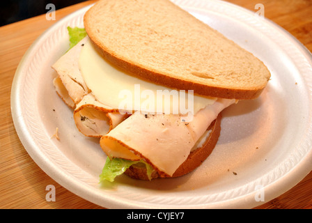 Turkey and Cheese on Rye Bread Stock Photo