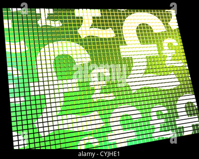 Pound Symbols On Screen Showing Money And Investments Stock Photo