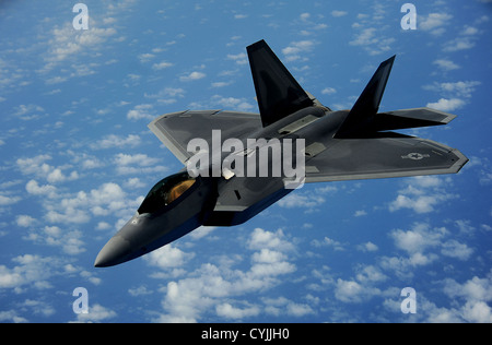 US Air Force F-22 Raptor performs July 10, 2012 over Andrews Air Force Base, Maryland. Stock Photo