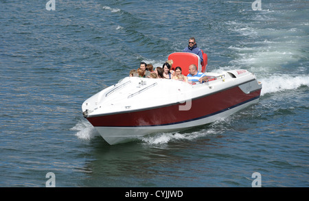 speedboat pleasure cruise Scarborough england uk Stock Photo