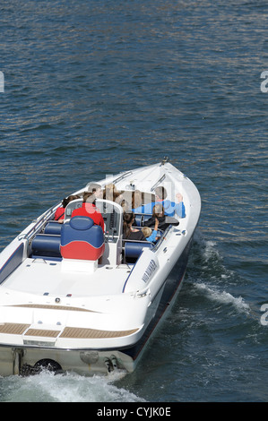 speedboat pleasure cruise Scarborough england uk Stock Photo