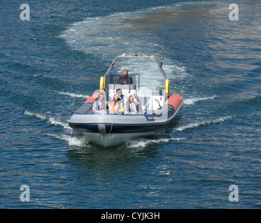 speedboat pleasure cruise Scarborough england uk Stock Photo