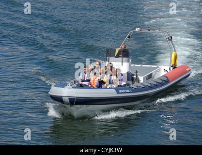 speedboat pleasure cruise Scarborough england uk Stock Photo