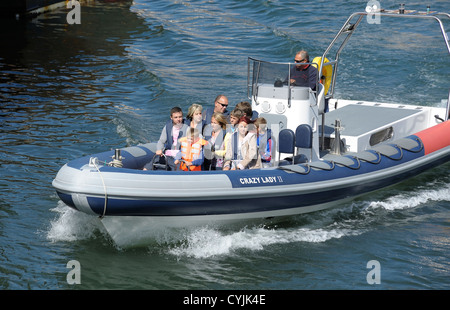 speedboat pleasure cruise Scarborough england uk Stock Photo