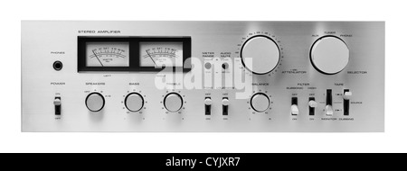 Sound amplifier front panel, isolated. Stock Photo