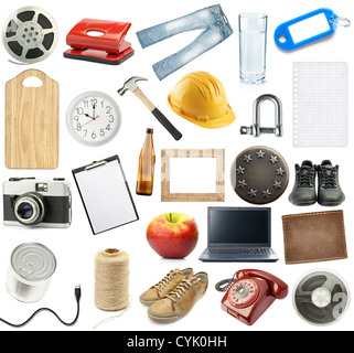 Different objects collection, isolated on white. Stock Photo