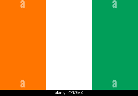 Flag of the Republic of Cote d'Ivoire. Stock Photo