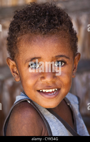 Oceania, Solomon Islands, Owa Raha. Close-up shot of young boy. Stock Photo