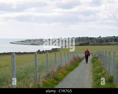 Bray to Greystones, cliff walk, through the fields near the end , view of Greystones Stock Photo