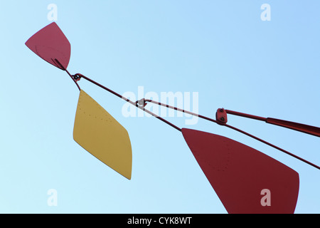 Large metal standing mobile sculpture by Alexander Calder in courtyard of Reina Sofia Modern Art Museum, Madrid, Spain Stock Photo