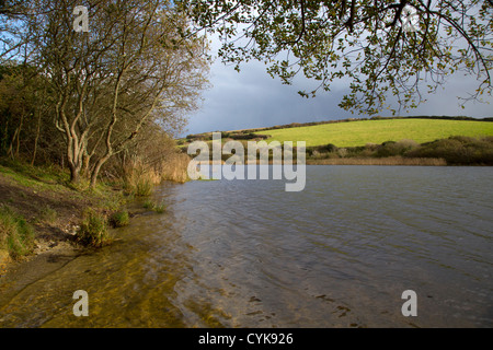 Loe Pool; from Carminowe; Cornwall; UK Stock Photo